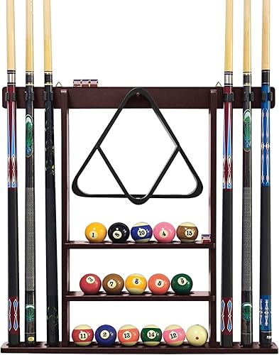 Soporte para palo de billar, soporte de pared para taco de billar, accesorios para billar, bar, sala de juegos (caoba)