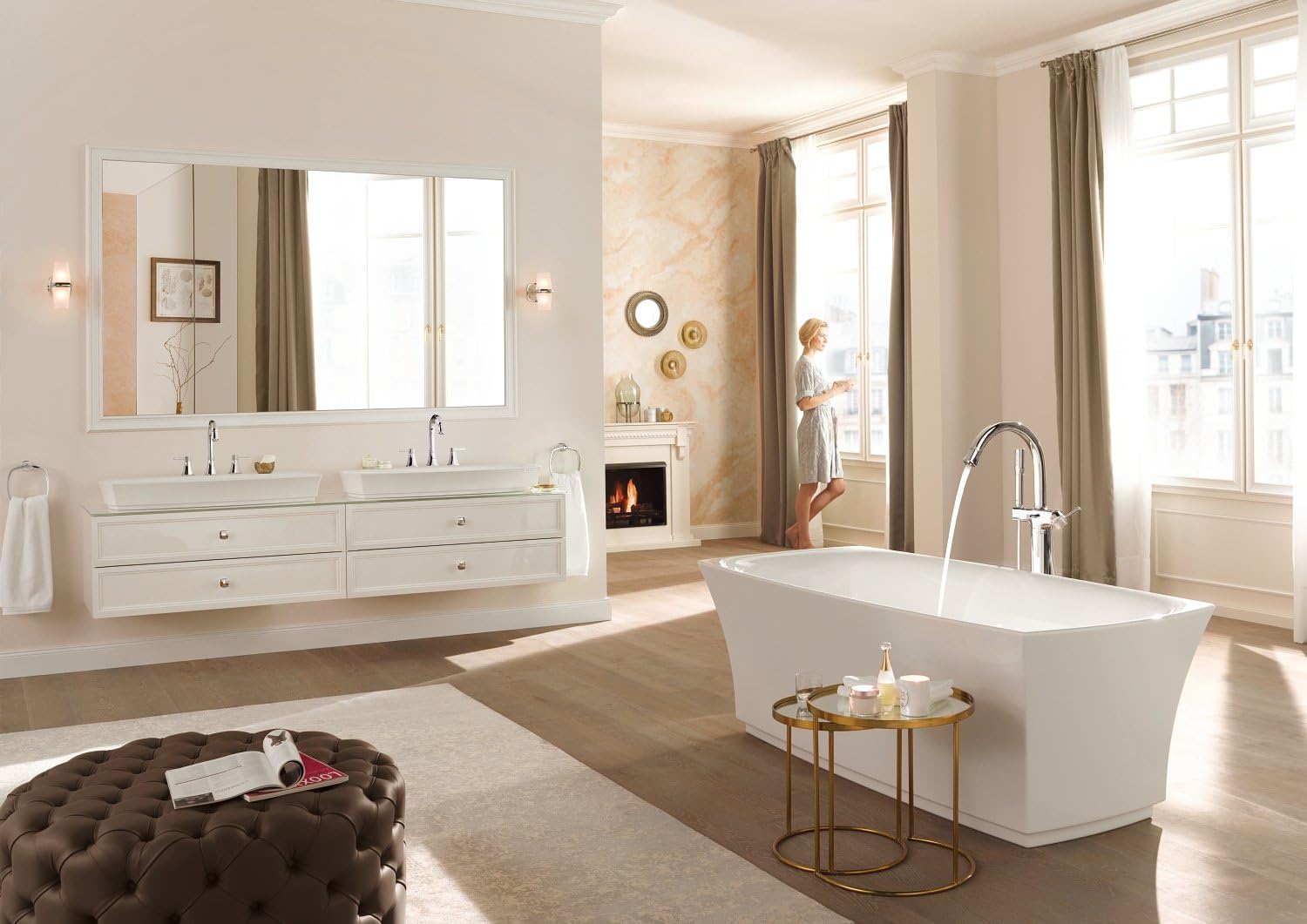 Grandera Floor Standing Tub Filler With Hand Shower