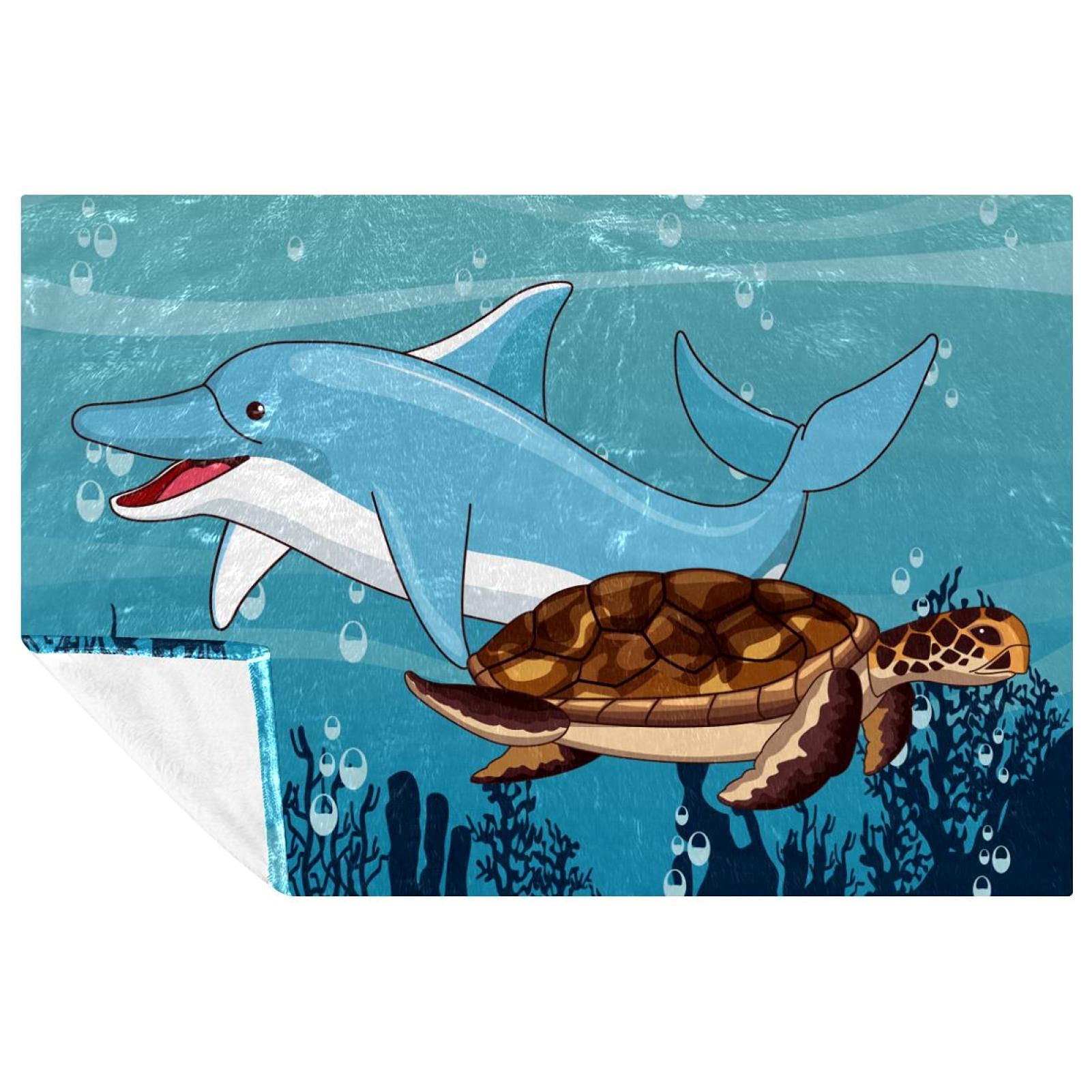 Couverture chaude dauphin et tortue pour camping et pique-nique en plein air