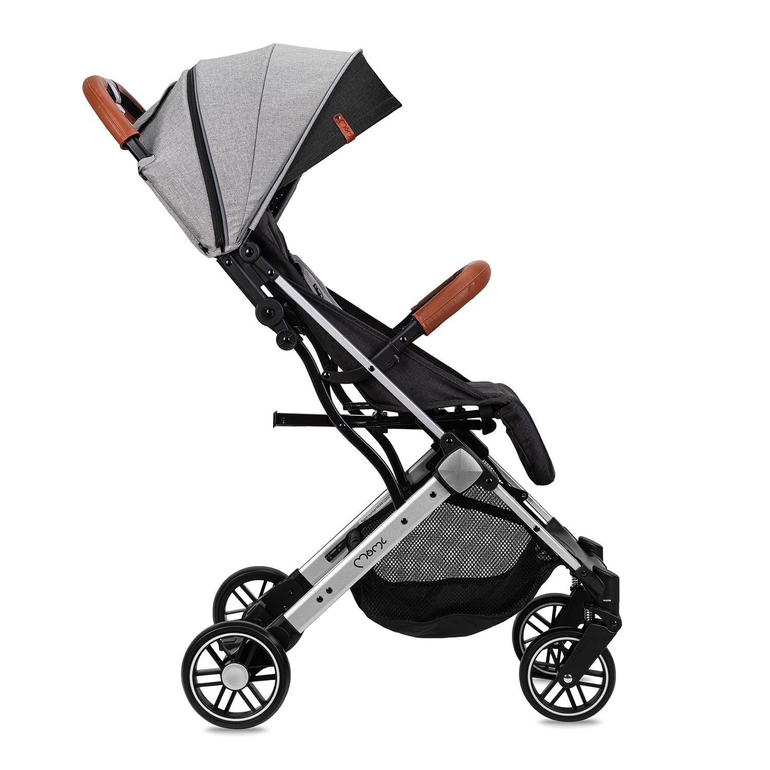 MoMi ESTELLE a partir de los 6 meses (hasta 15 kg), silla de paseo plegable con arnés de 5 puntos, cesta de la compra, barra telescópica, se mantiene de pie plegada