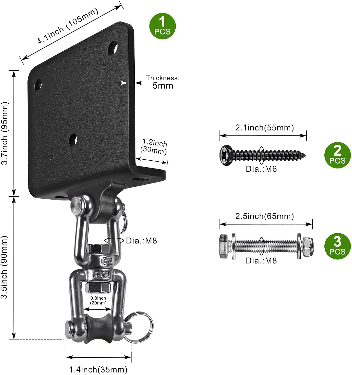 Kipika Heavy Bag Hanger Wall Mount Punching, Rotatable Heavy Duty Boxing Bag Bracket for Home Gym Indoor, Adjustable Length for Kickboxing Bag, Muay Thai Bag,Speed Bag
