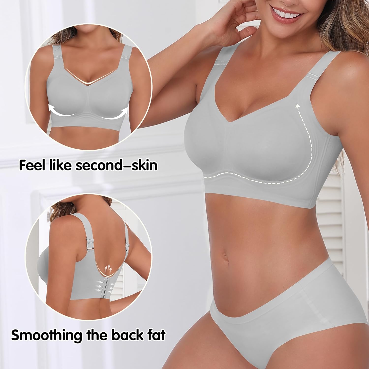 Womens 2025 Seamless Wireless Supportive Bra Push Up Comfort Soft No Underwire Full Coverage T-Shirt Bras (M-4XL) - Image 2
