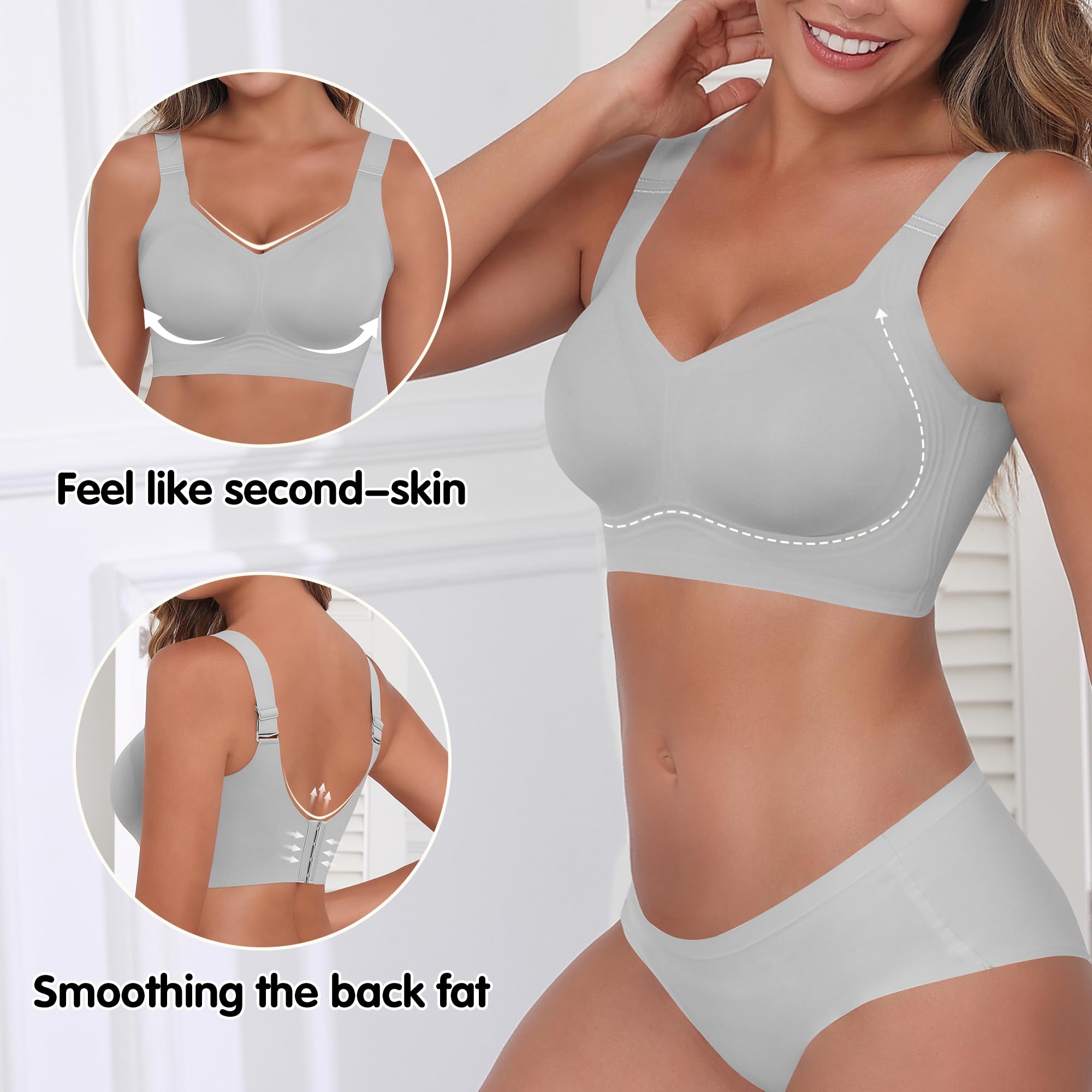 Reggiseno da donna 2025 senza cuciture, senza ferretto, di supporto, push-up, comodo, morbido, senza ferretto, copertura completa (M-4XL)