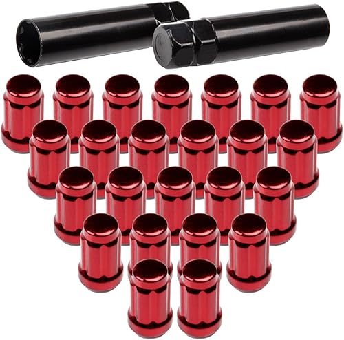 Miniatura 9 de SCITOO Tuercas de rueda M12x1.5 rojas, 24 piezas de rosca de extremo cerrado estriado de 12 x 1.5 para Toyota 1997-2016 para 4runner Avalon para