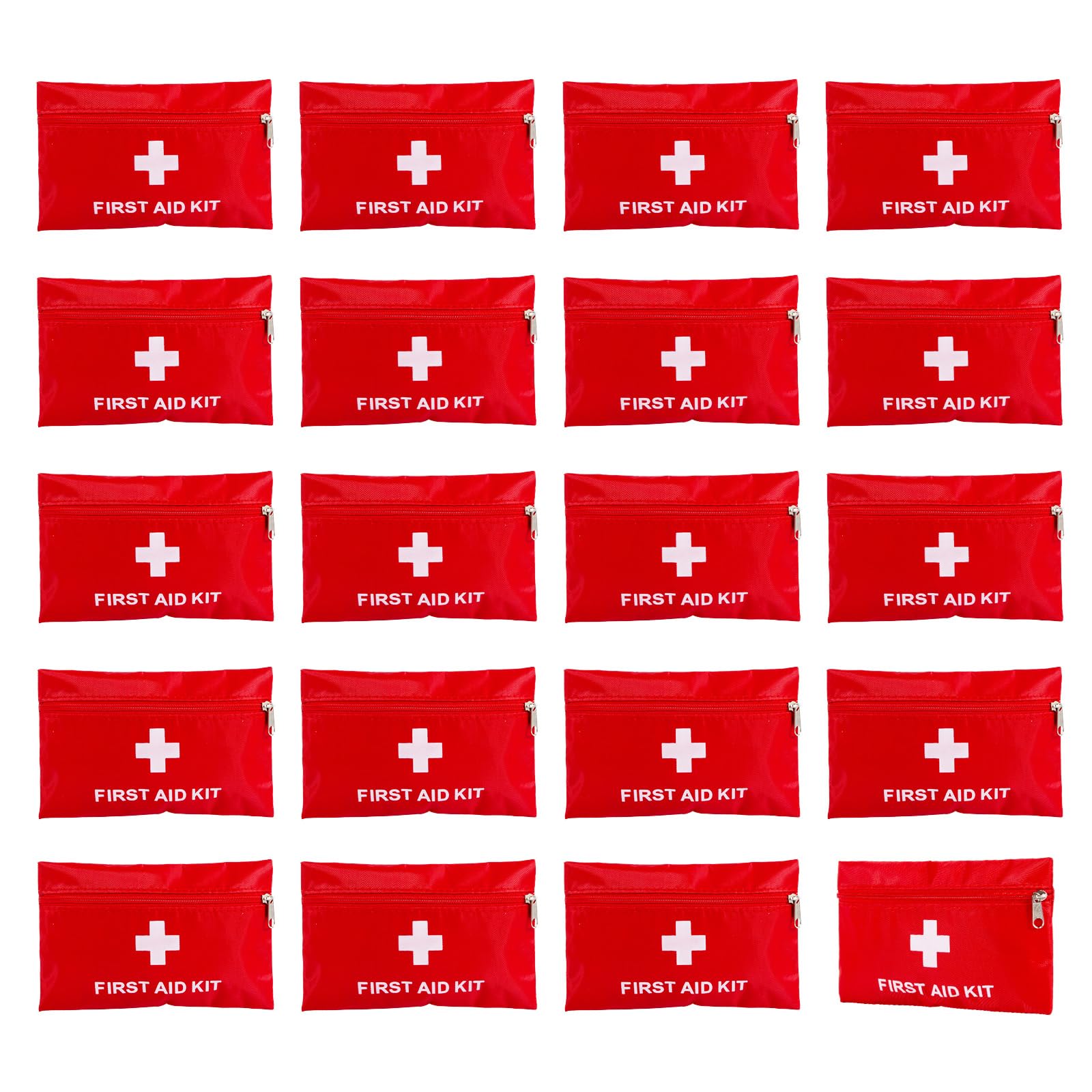 First Aid Bags Empty,Mini First Aid Pouch Empty,Mini First Aid Kit Bulk,Zipper Pouches for Emergency,Travel and Outdoor (Red 20 Pack, 4.3 * 6.3 inch)