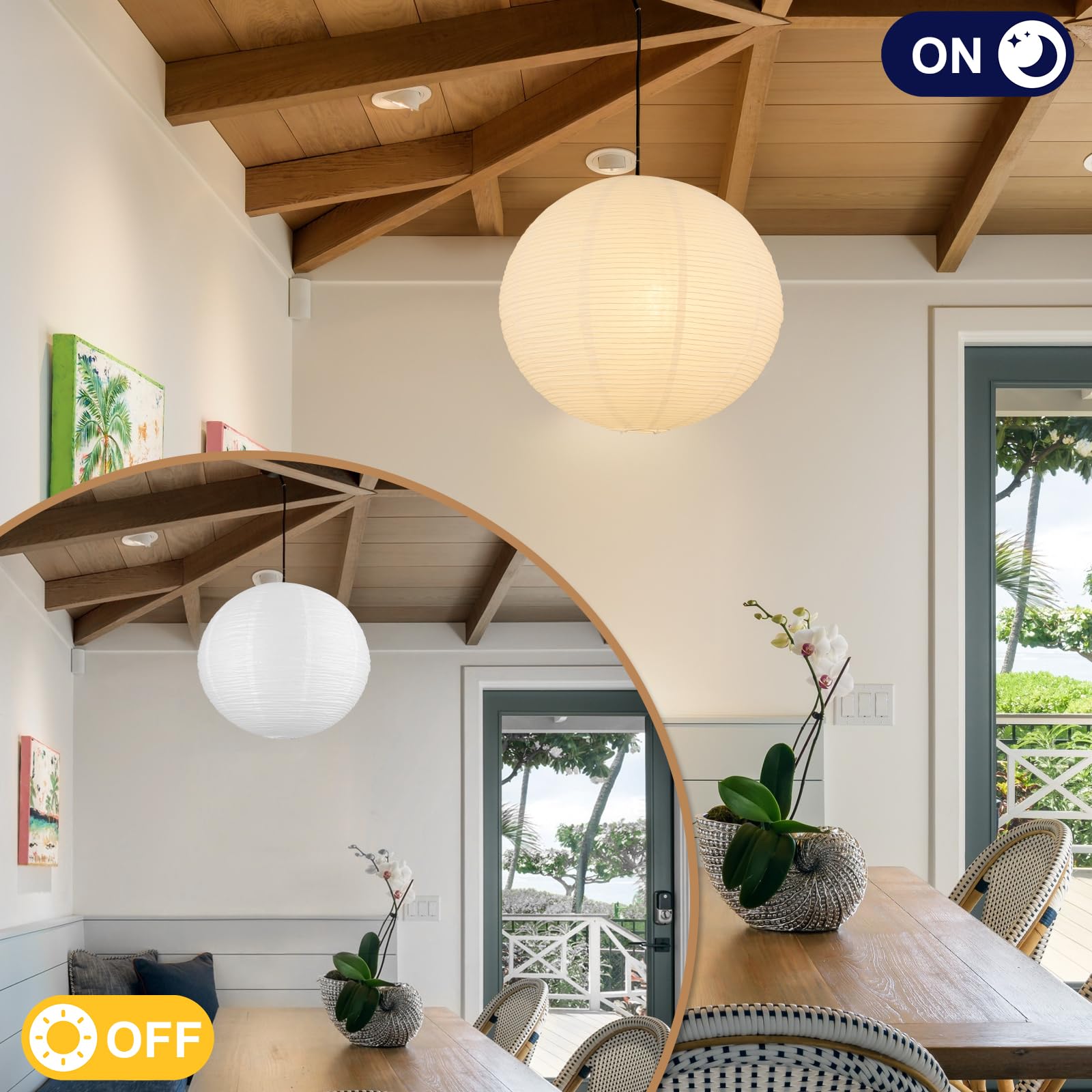 White Paper Lamp Shade, 12''x12'' Small Chinses Paper Lantern Pendant Light Shade,Round Lanpshade Home Decor Ceiling Lampshade, Foldable Lampshade