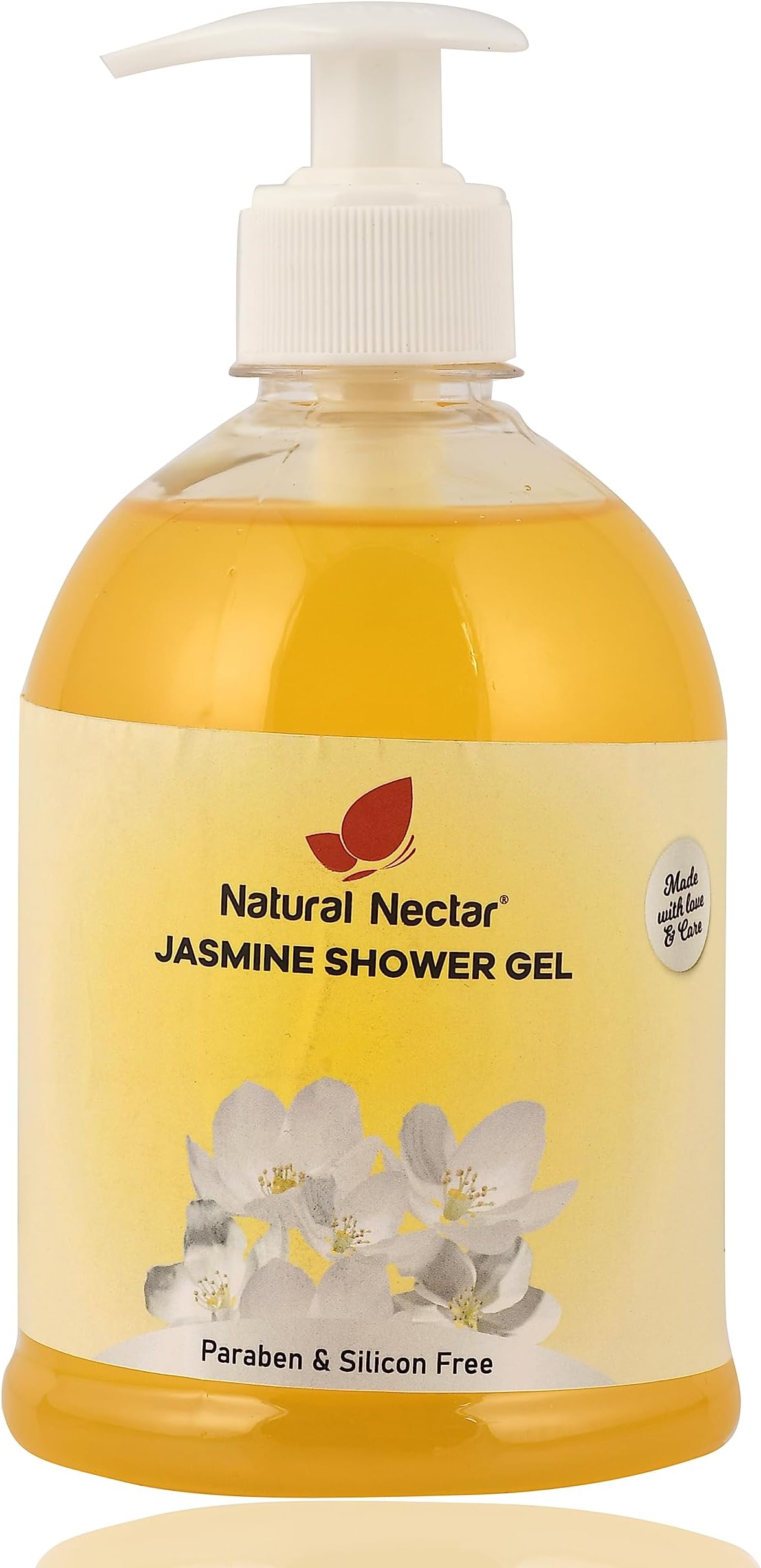 Natural Nectar Jasmine Shower Gel with Single Pump, Essential Oils, Vitamin-c, Aloevera extract and tea - Natural Body Wash for Men and Women - Paraben, Silicon Free