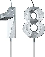 Vista 1 de Velas de cumpleaños número 18 y 81 para tartas, velas plateadas con forma de diamante 3D con forma de diamante, decoraciones de cumpleaños