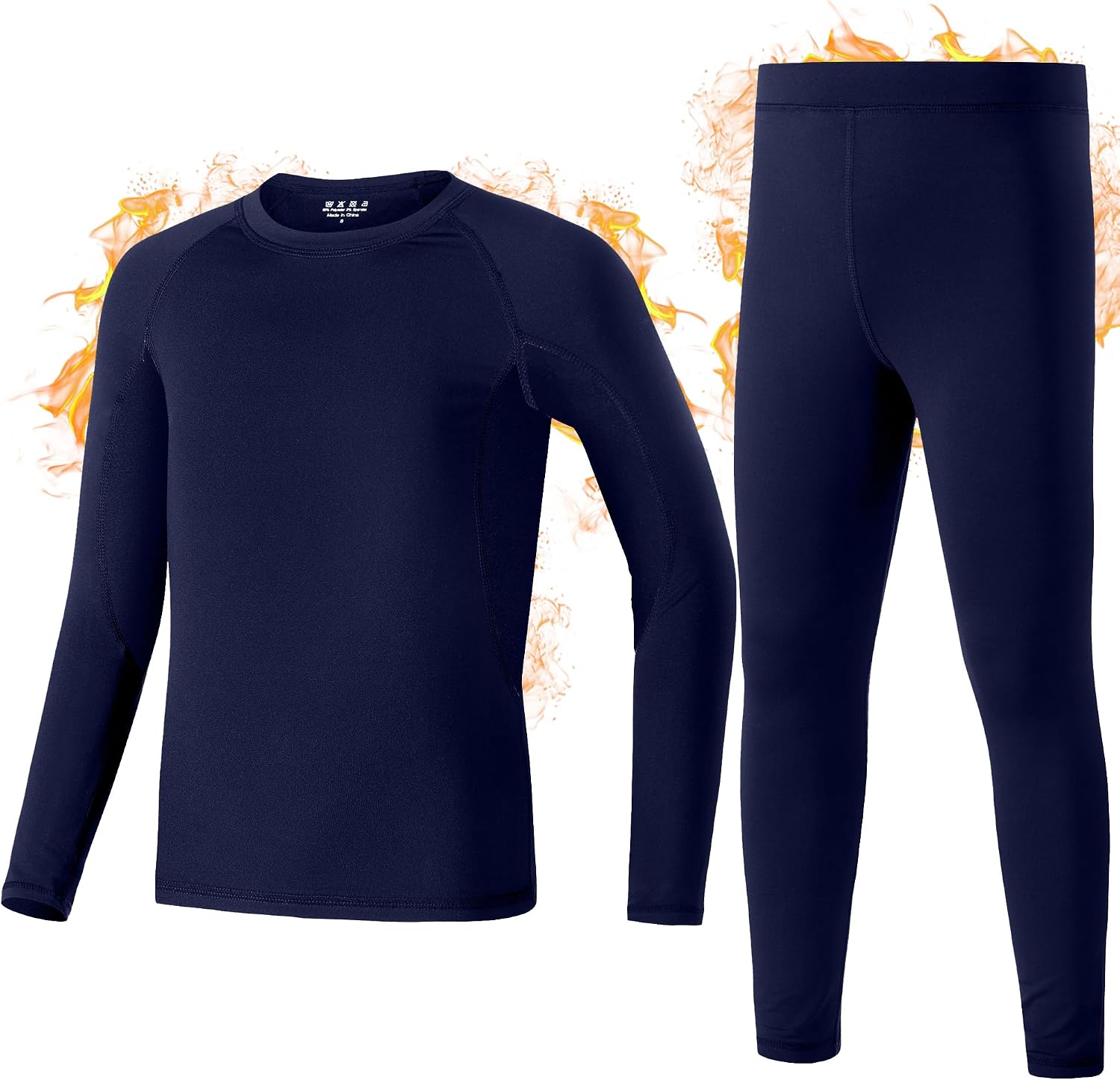 Boys Thermal Underwear Set, Fleece Lined Long Johns Tops & Bottoms