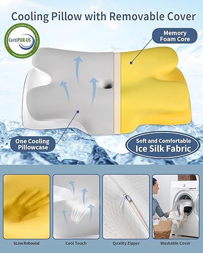 Miniatura 4 de Almohada cervical para aliviar el dolor de cuello para dormir, contorno suave, almohada ergonómica para dormir de lado de 2 alturas, almohada