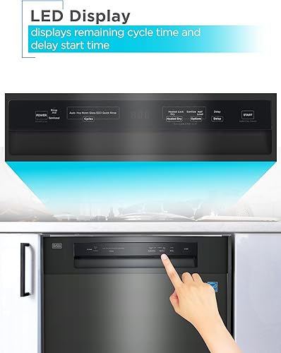 Miniatura 5 de BLACK+DECKER Lavavajillas integrado de 24 pulgadas, capacidad de ajuste de 12 lugares con bañera de acero inoxidable, lavavajillas con 5 programas