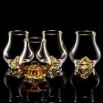 DUJUST Elegant Curvaceous Whiskey Glasses Set of 4 (7oz), Crystal Whisky Glass with 24K Gold Leaf Flakes, ONE of A Kind, Luxury Glass for Brandy/Bourbon/Tequila, BPA-Free & Lead-Free