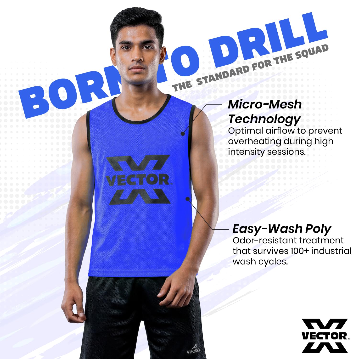 Vector X Training Bibs for Football Soccer Basketball Volleyball for Track and Field Play (M, BLUE, 6) 4