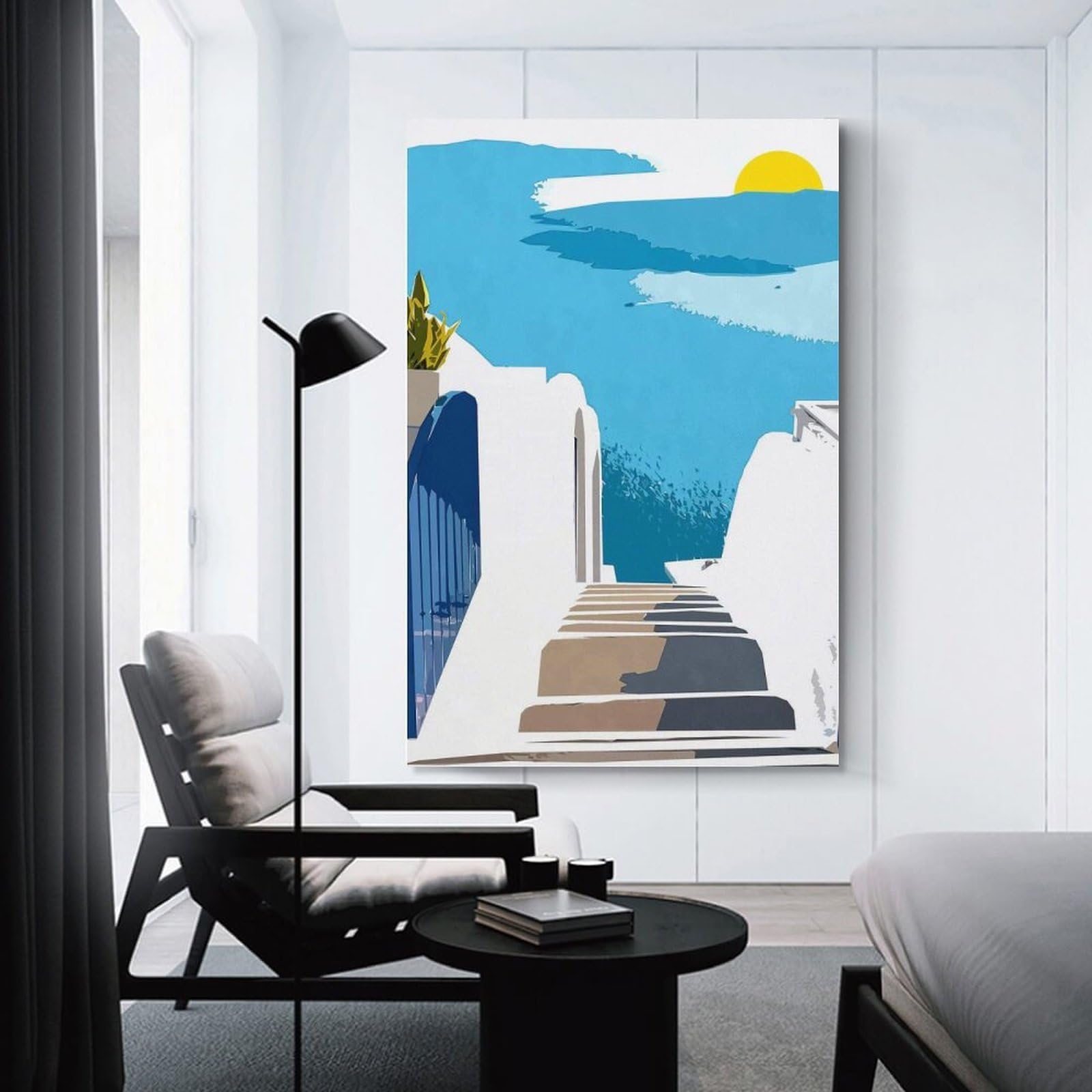 Junmoney Santorini Morning Home Decor Wall Art, 16x24inch(40x60cm), for Apartments, Flats Or New Home Decor, An Easy Choice for New Home Styling