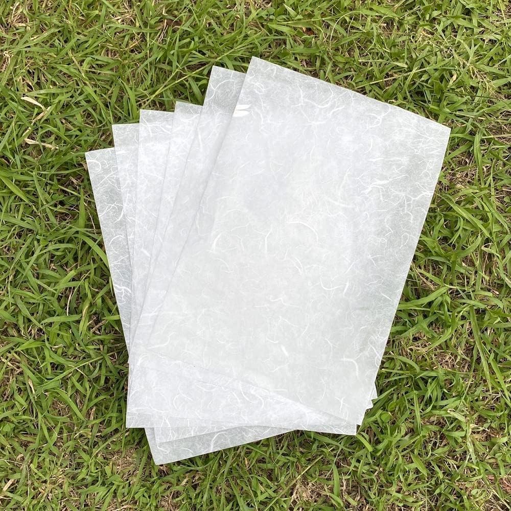 A5 50 Sheets Natural Fiber Mulberry Tree, Mulberry paper Sheets Square Origami, Arts Folding Craft, Decoration, Paper for DIY Crafts. 8.3" x 5.8" (White, A5) image 2