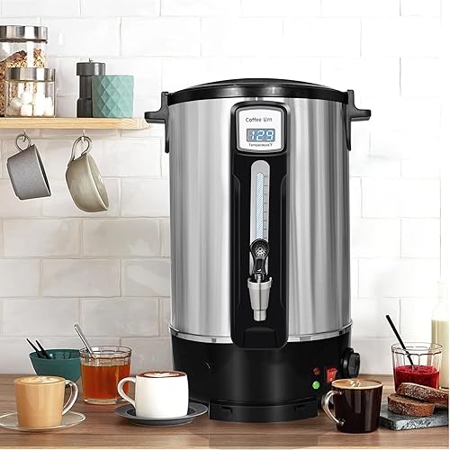 Miniatura 2 de Urna de café comercial de 50 tazas (12L, cafetera de gran capacidad de acero inoxidable para catering, eventos, oficinas y restaurantes, preparación