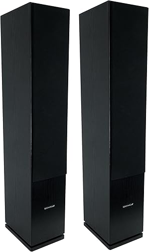 Rockville RockTower 68B - Altavoces de torre de audio para el hogar RMS de 6.5 pulgadas, color negro, de 3 vías, pico de 500 vatios/125 W, con