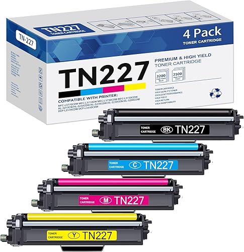 Miniatura 1 de TN2274PK TN 227BKCMY Cartucho de tóner de alto rendimiento para Brother 227 TN-227 Toner para MFC-L3770CDW MFC-L3710CW MFC-L3750CDW HL-3210CW