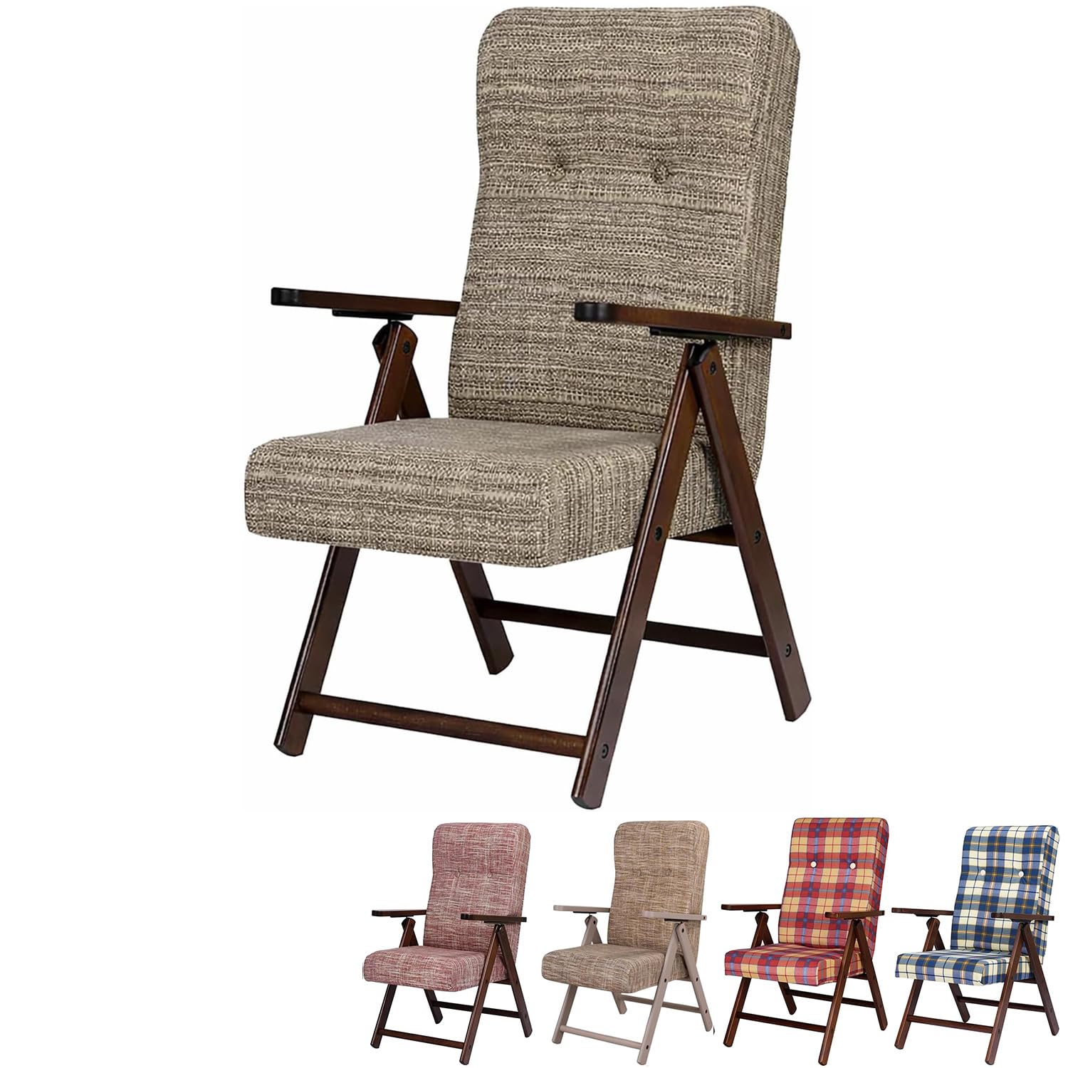 PALUPLUS Poltrona Reclinabile Molisana, Misura 61x67x108 cm, Schienale Regolabile in 4 Posizioni, Struttura e Braccioli in Legno di Faggio, Sedia per casa, Portata 110Kg -106C (Tortora)