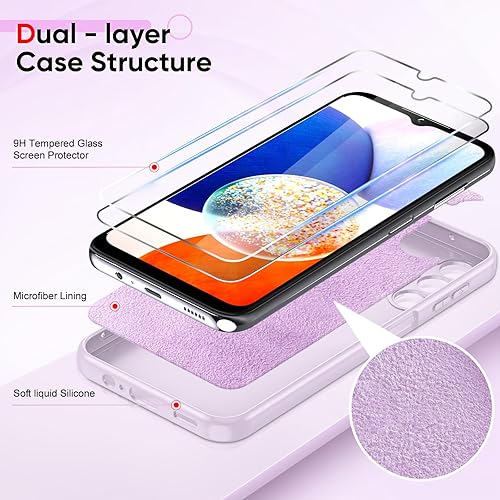 Miniatura 29 de LeYi Funda para Samsung Galaxy A14: Funda A14 5G con 2 protectores de pantalla de vidrio templado para mujeres y hombres, funda protectora delgada