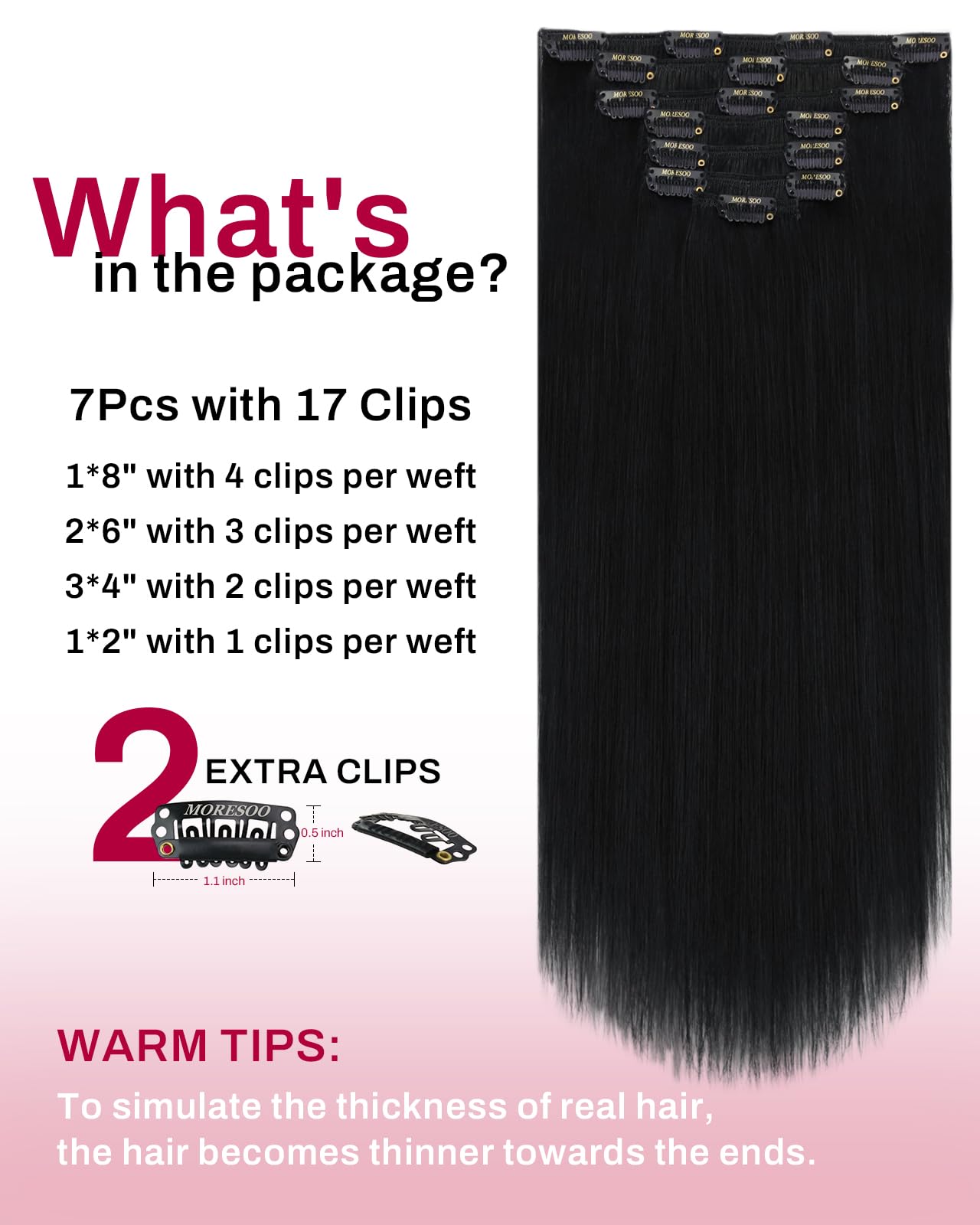 Moresoo Hair Extensions Clip in Real Hair Dark Brown Invisible Full Head Clip in Human Hair Extensions Brunette Shoulder-length Short Remy Hair 12 Inch 5 Pieces/80g #2 — view 259