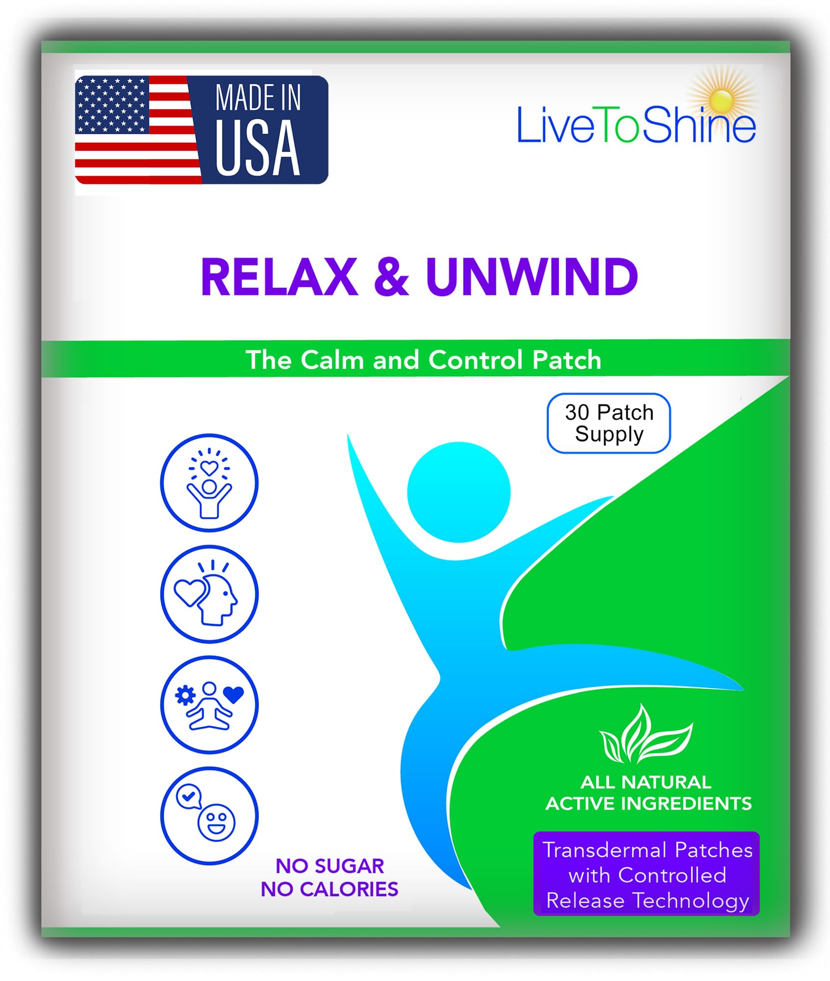 Relax & Unwind Patches | 30 Premium USA-Made Stress Relief Patches |Infused with Valerian, Humulus Lupulus & Calming Passionflower | Natural Way to Unwind, Decompress and ReGroup