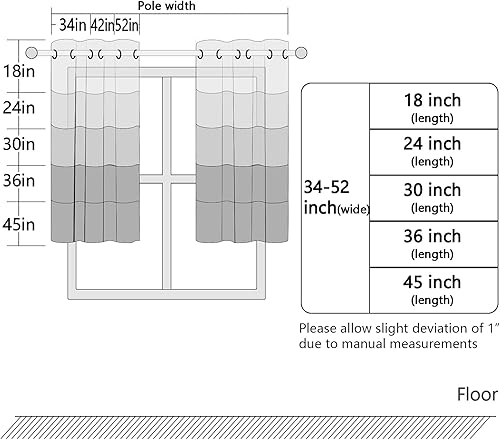 Miniatura 4 de MRTREES Cortinas grises de 24 pulgadas de largo para oscurecer la habitación, cortinas cortas de triple tejido, cortinas pequeñas para cafetería,