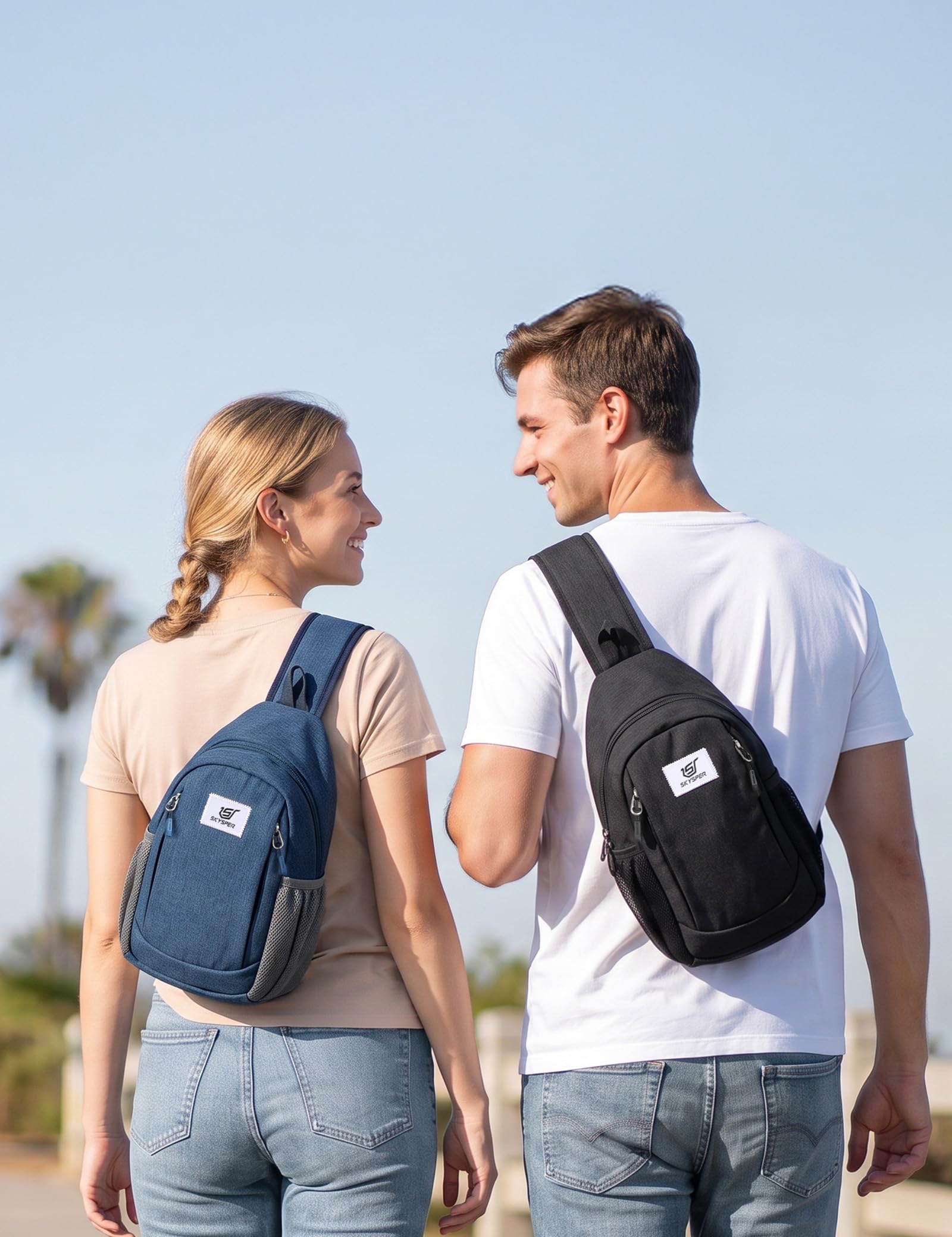SKYSPER Borsa a tracolla Sling Bag Antifurto RFID Crossbody Borsa Viaggio per Uomo e Donna(Nero)