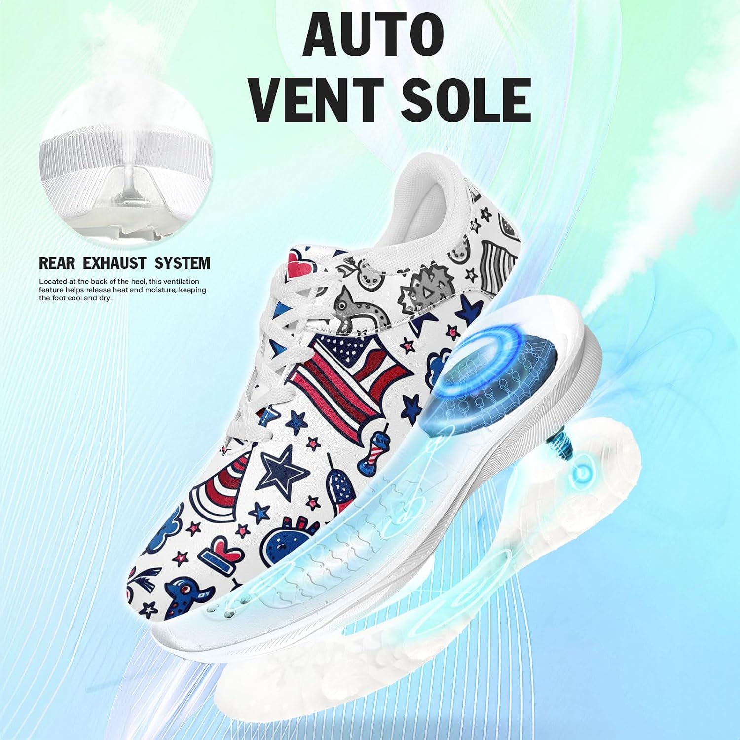Patriotic Graffiti Golf Shoes for Men Women American Flag Spikeless Golf Sneakers with Auto Vent Sole USA Casual Shoes