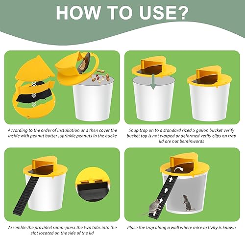 Miniatura 3 de 1 Paquete Trampa para Ratones de Cubo - Tapa de Cubo de 5 Galones Trampa para Ratones y Ratas - Reinicio Automático Trampa para Ratones Abatible y