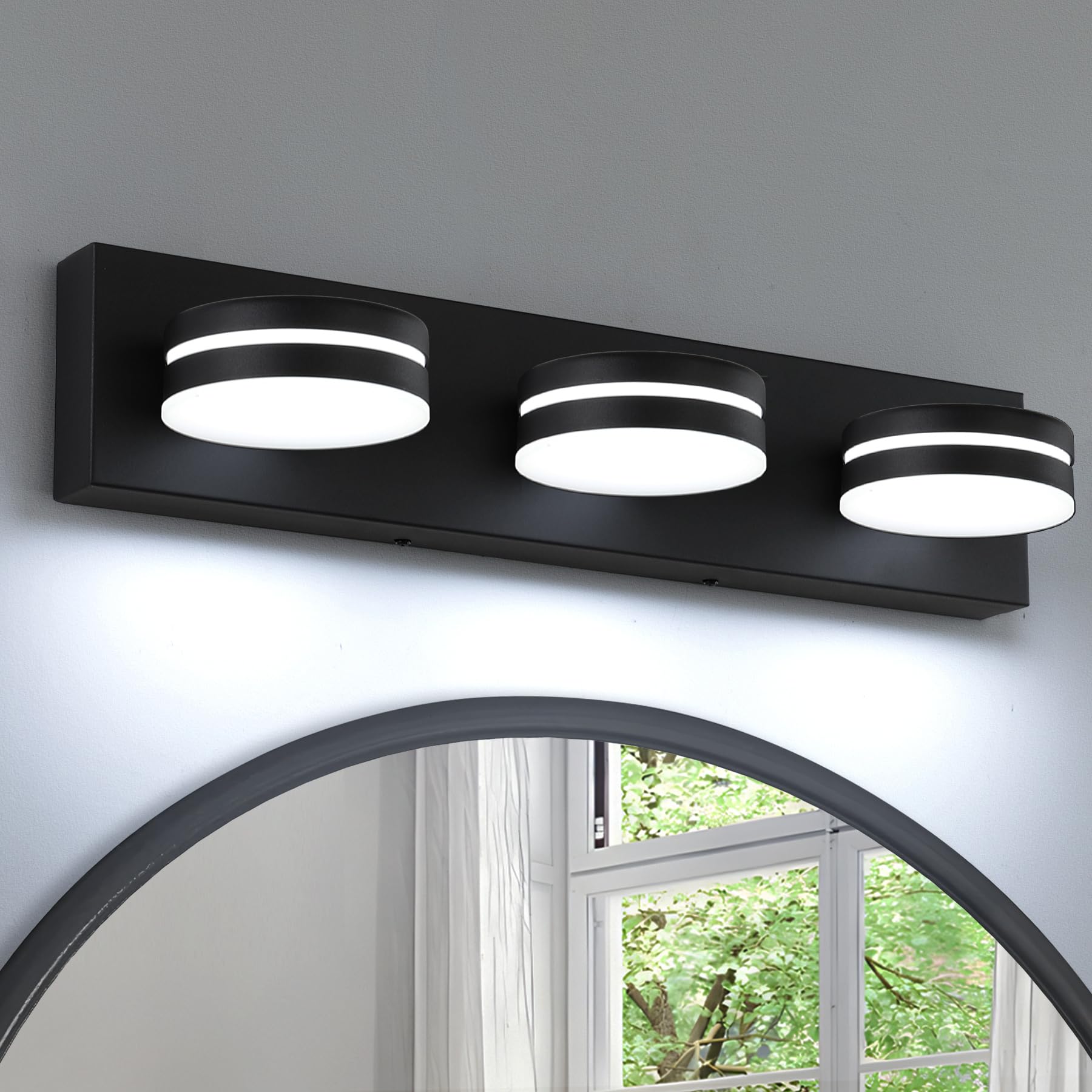 Sunpez 45 In. W 7-Lights Black Vanity Light LED Modern Lighting Bathroom Wall Sconce 6000K Dimmable Light Fixtures YM-JQD518 - The Home Depot