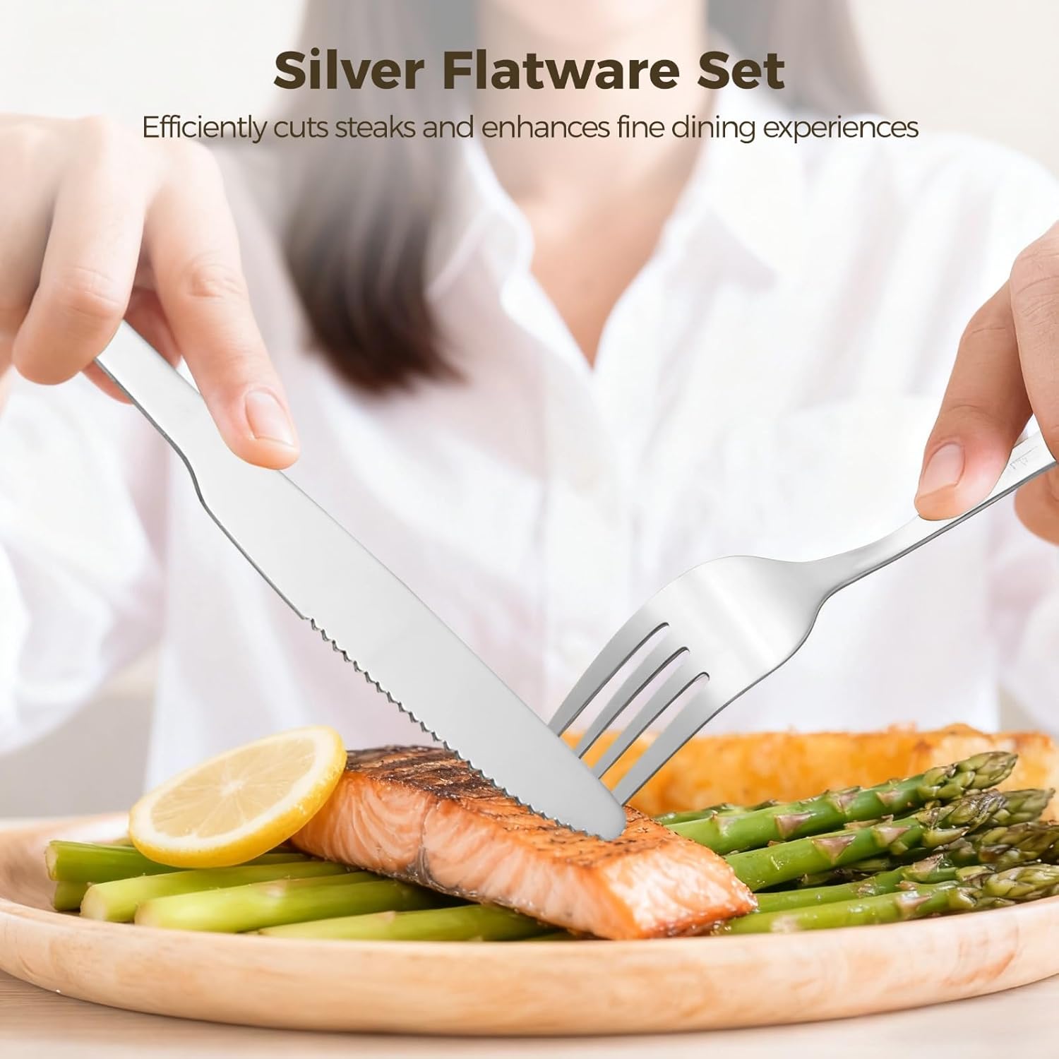 100 Pcs Silverware Set - Includes 50 Forks and 50 Knives - Stainless Steel Forks and Knives Flatware Tableware Cutlery Set for Wedding Dinner Party Restaurant Holiday Party