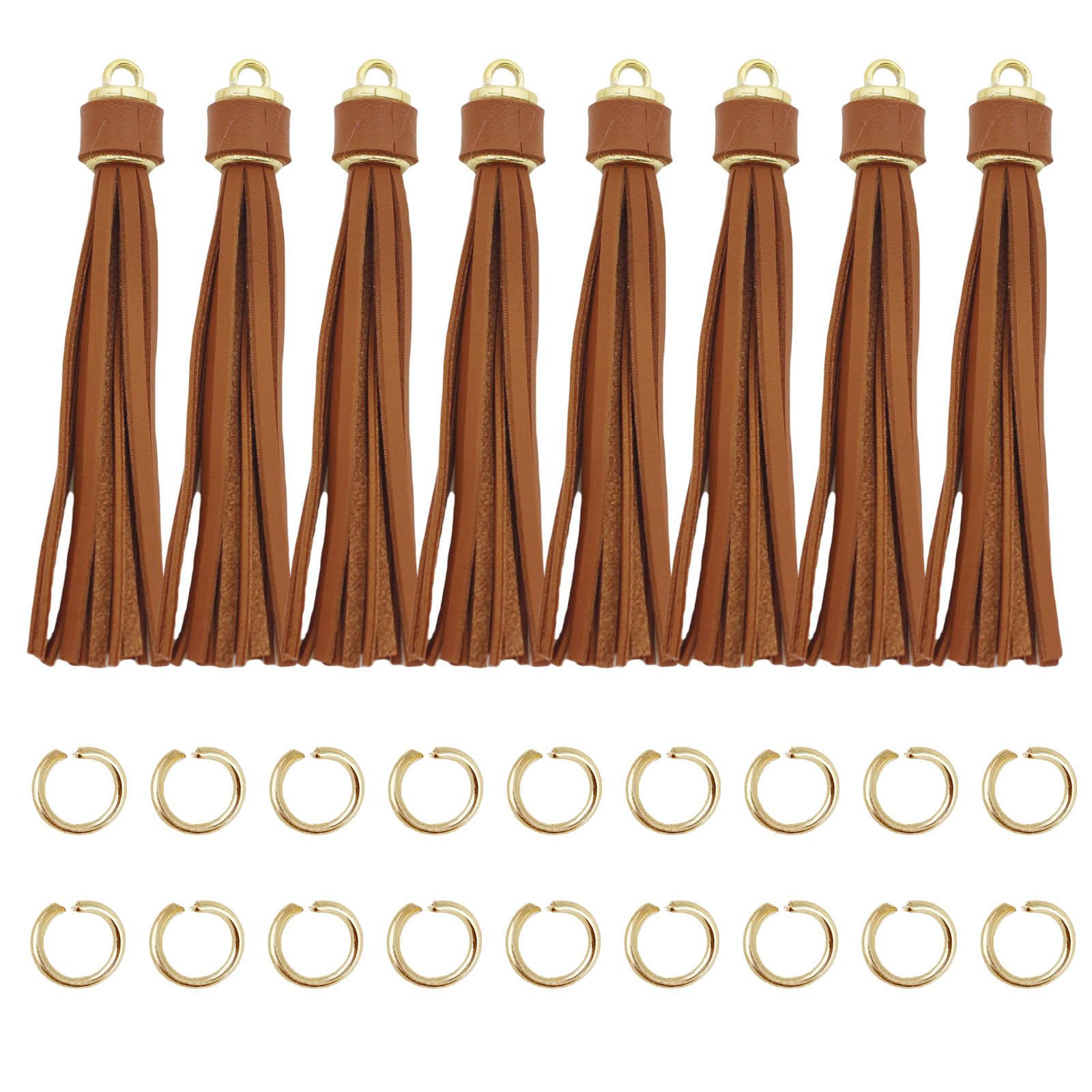 4.3'' Coffee Leather Tassels 12Pcs for Keychains