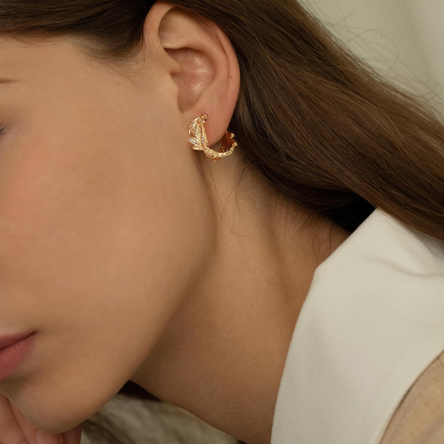 Huggie Hoop Earrings for Women Gold CZ Stud Earrings 14K Gold Filled Small Boho Huggie Earrings Hypoallergenic Piercing Hoops Jewelry - Image 3