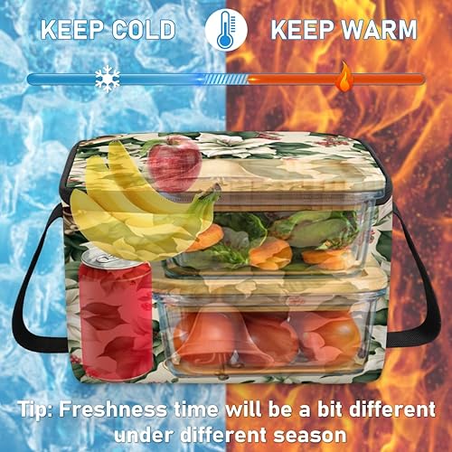 Miniatura 6 de Winter Christmas Decor Theme Insulated Lunch Bag Women Reusable Lunch Tote Square Meal Bag for Adults Men Cooler Lunch Box for Work Travel Picnic