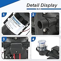 Vista 5 de Bomba de agua Revolution de 5.0 GPM 12V DC 55 PSI Revolution con interruptor de presión compatible con cámper, RV, ducha, rociador