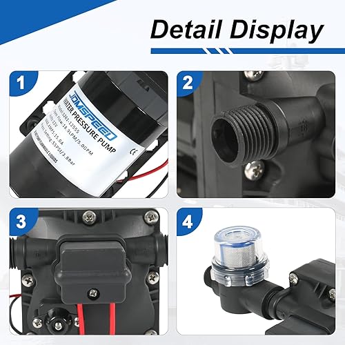 Miniatura 5 de Bomba de agua Revolution de 5.0 GPM 12V DC 55 PSI Revolution con interruptor de presión compatible con cámper, RV, ducha, rociador