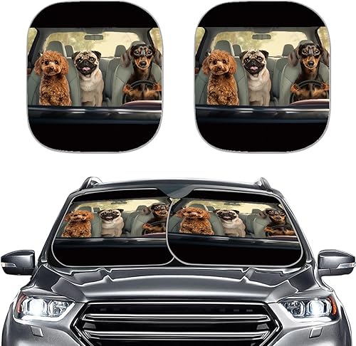 Miniatura 9 de Mumeson Parasol de dos piezas para parabrisas de automóvil de noche estrellada, parasol para rayos UV y reflector de calor para casi vehículos