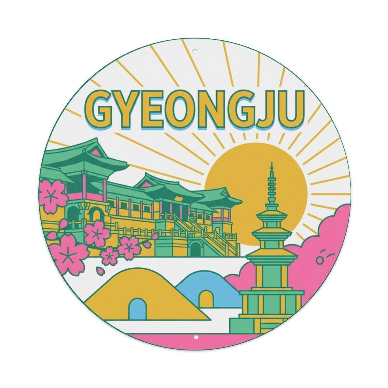 Este 8X8inch Style South Korea Vintage Travel Gyeongju Metal Tin Sign
