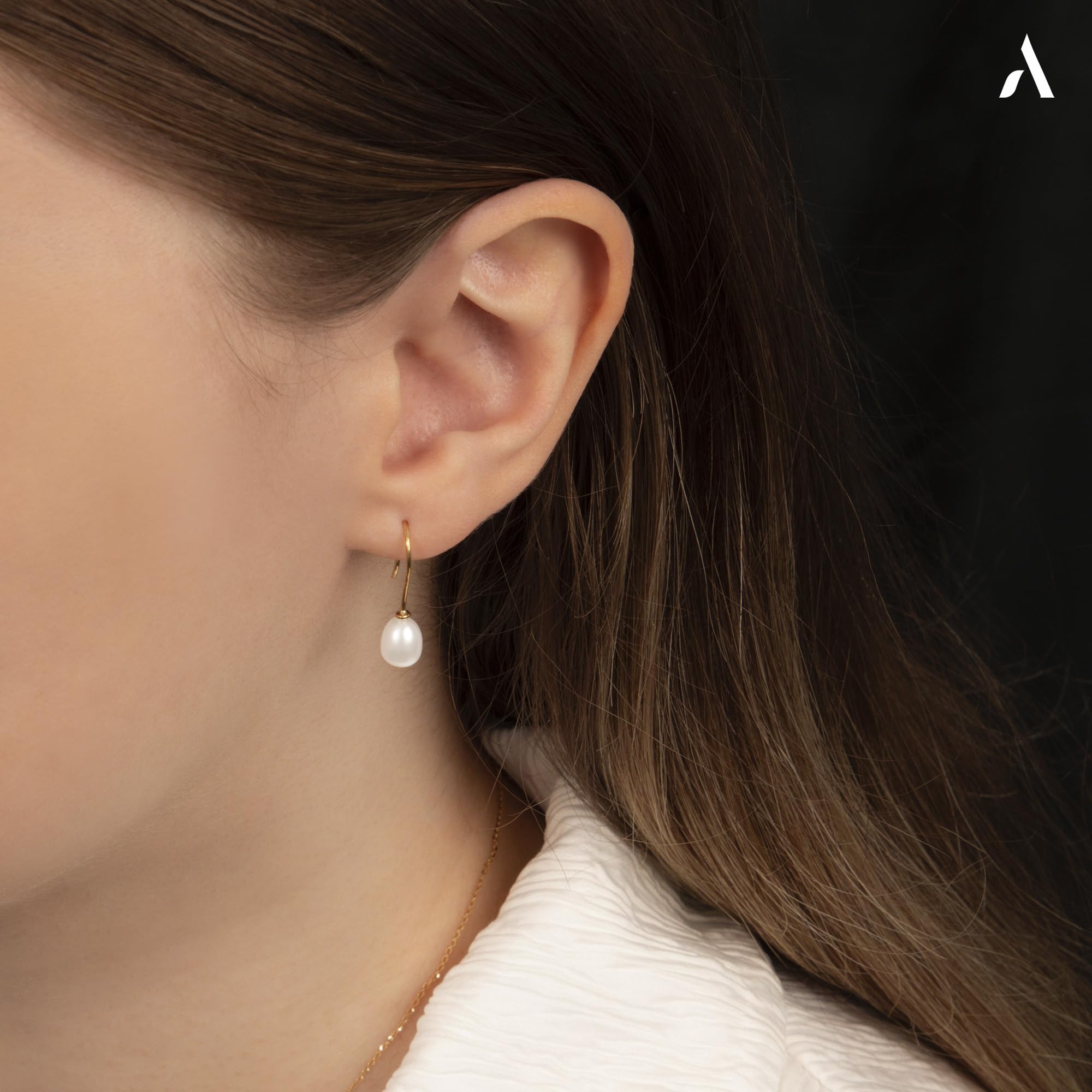 Amberta Allure Damen Ohrhänger mit Perle aus 9K Gold