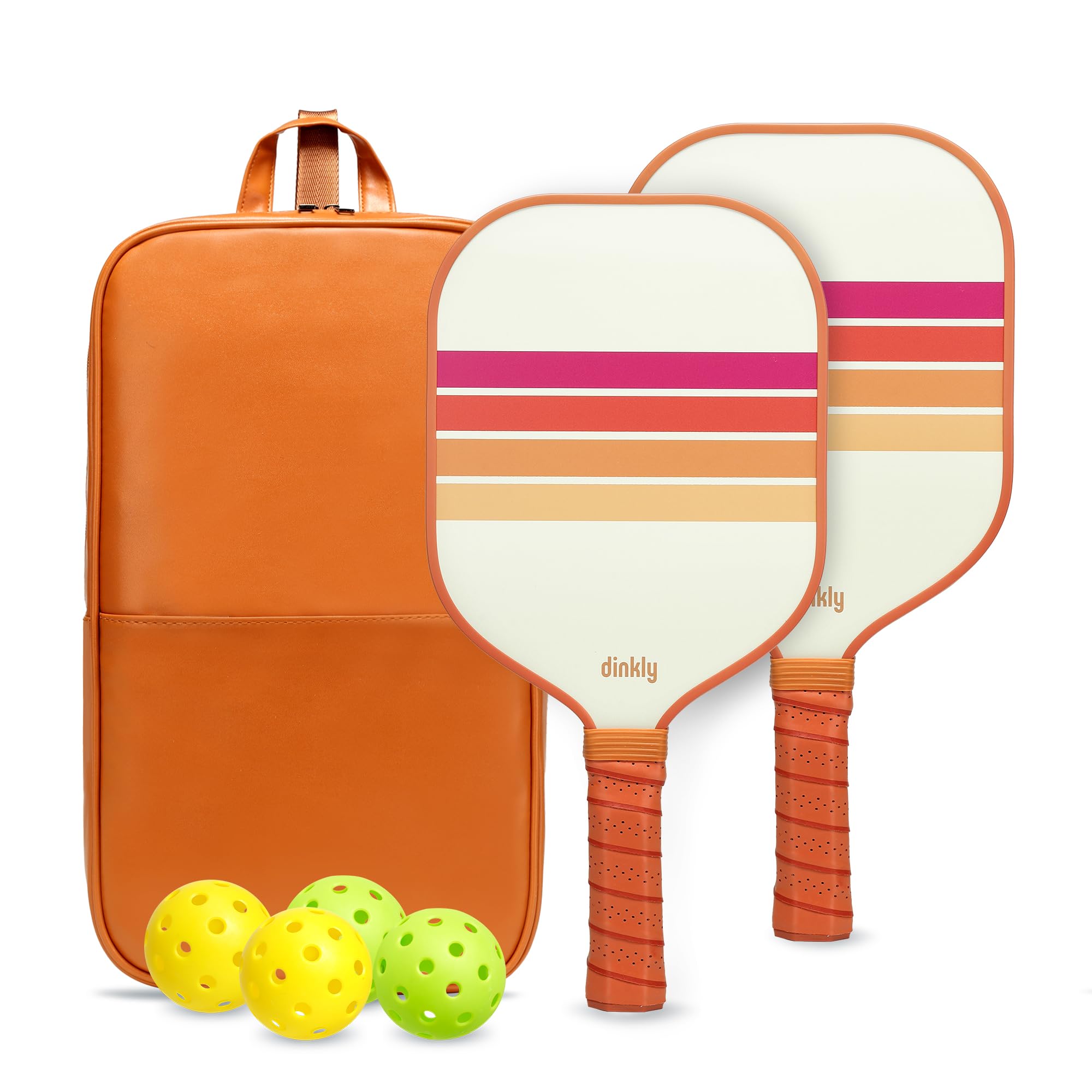 Dinkly Pickleball Paddles Set of 2/4- USAPA Approved Graphite/Fiberglass Pickleball Racket, 2 Pickleball Rackets, 4 Balls and 1 Portable Carry Bag, Aesthetic Pickle Ball Set for Men Women Beginners