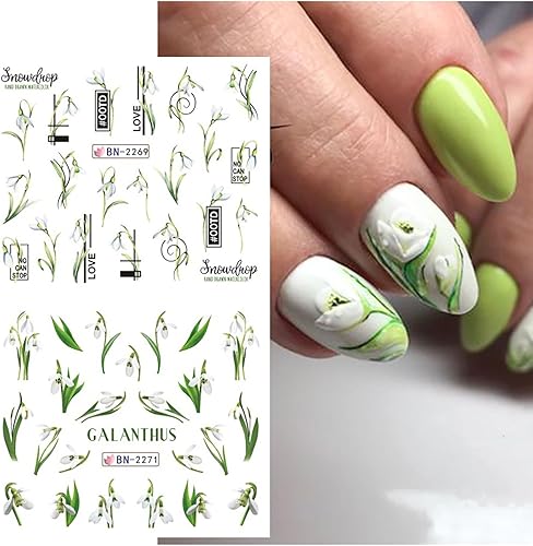 Miniatura 4 de 12 hojas de calcomanías de tulipán para uñas, calcomanías de transferencia de agua de flores, holográficas, rosa, morado, amarillo, tulipán,