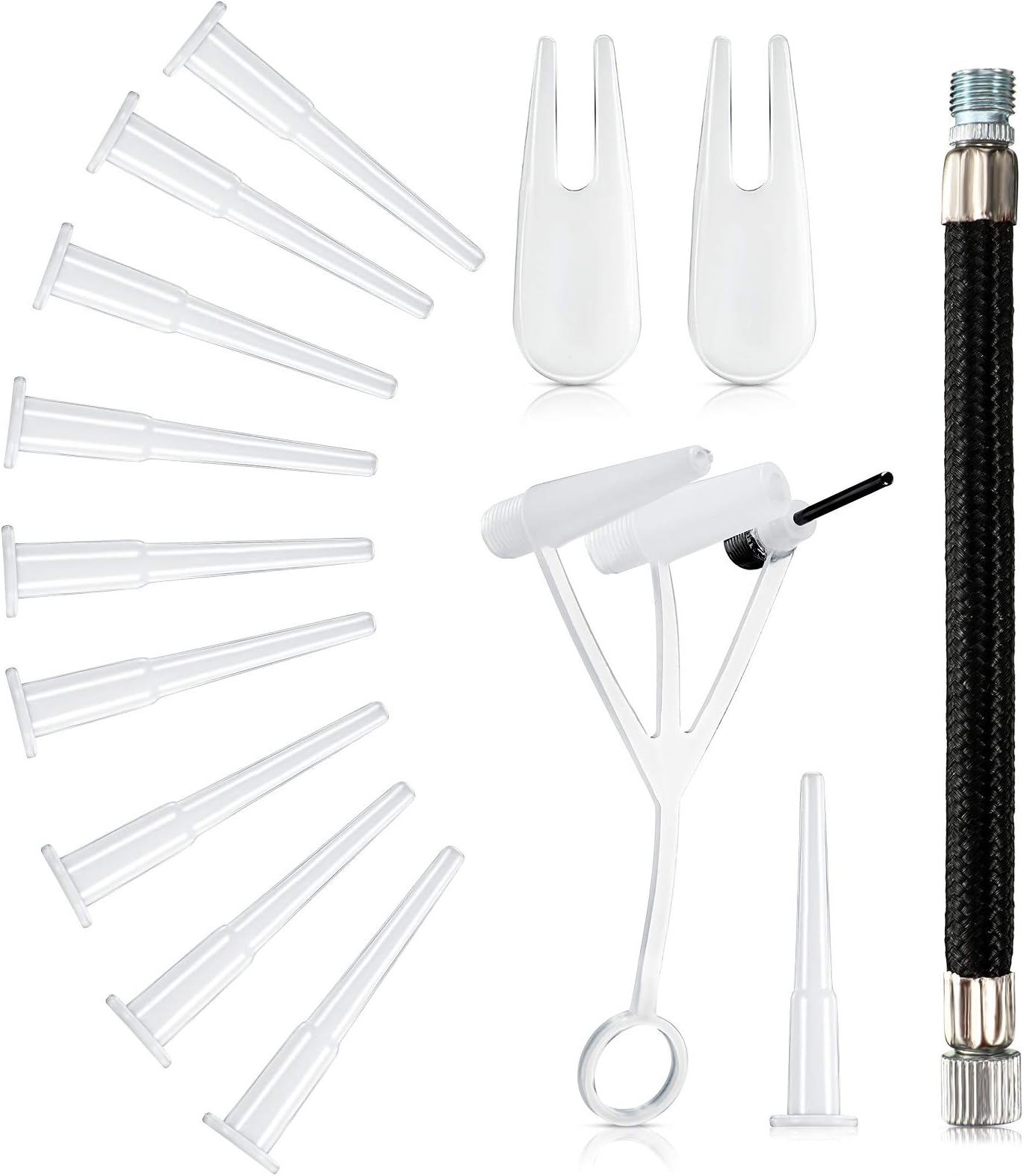 16-Piece Exercise Ball Plug Replacement Kit with Needle, Nozzle, Rubber Hose, and Balloon for Yoga, Volleyball, Soccer, Basketball, and Other Inflatable Toys