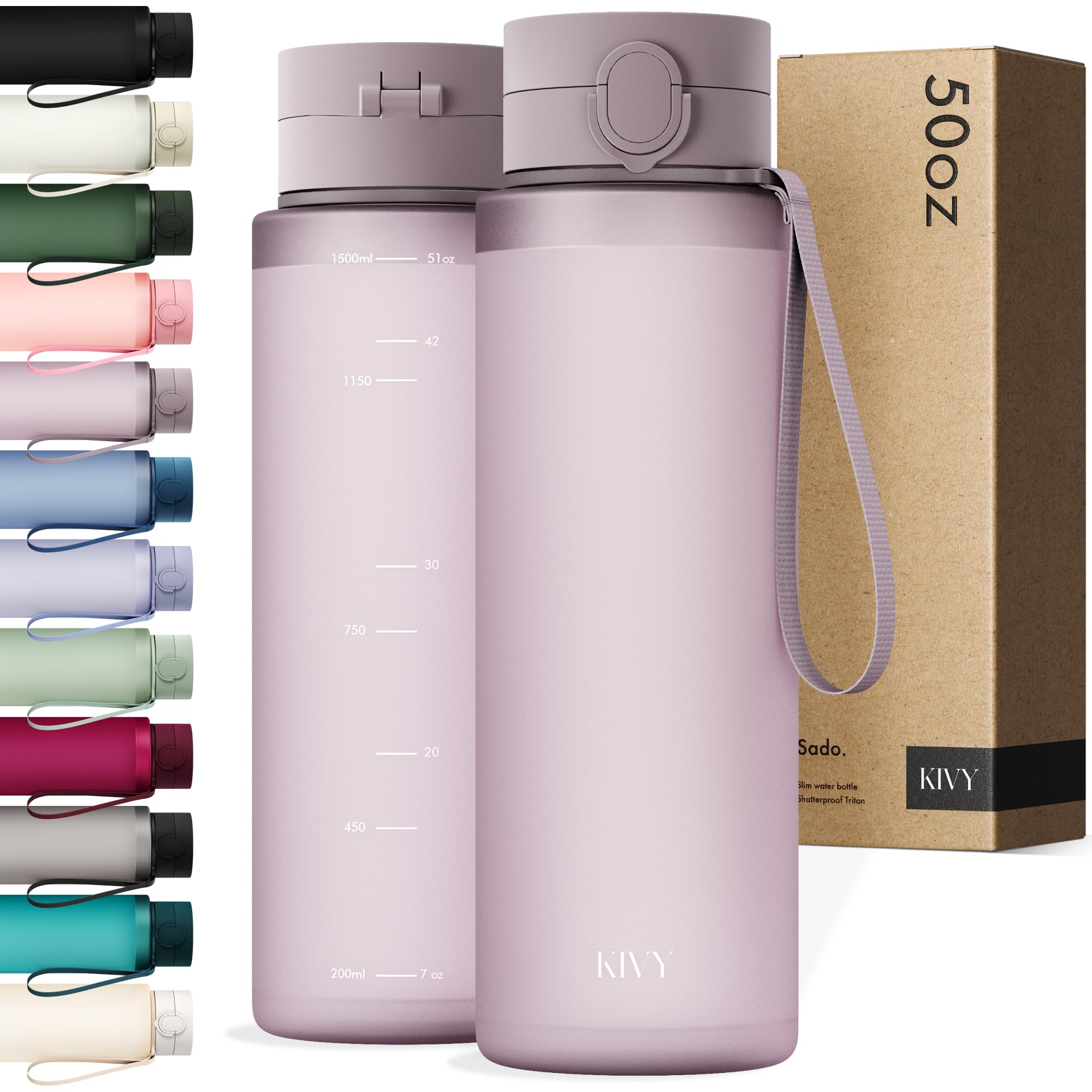 KIVY Tritan Botella de Agua 1.5L [IRROMPIBLE] - Water Bottle Sin BPA para Gimnasio, Gym & Deporte - Garrafa Reutilizable de Plástico Apto Lavavajillas - Cantimplora Deportiva, Oficina y Escuela - 2