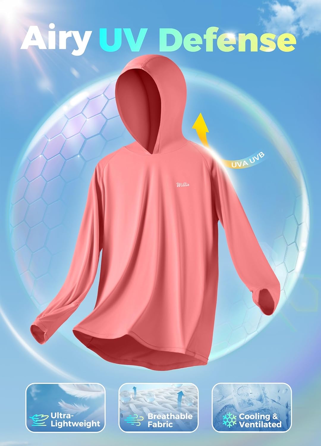 Willit Women's UPF 50+ Sun Protection Hoodie SPF Shirt Long Sleeve Hiking Fishing Outdoor Shirt Lightweight Hoodie - Image 5