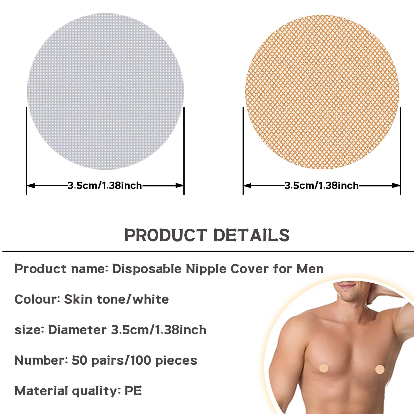 Men’s Nipple Covers Protector 50 Pairs Disposable Sports Anti-Chafing Joggers Nipple Pasties patch Tape Stickers ?flesh Color?