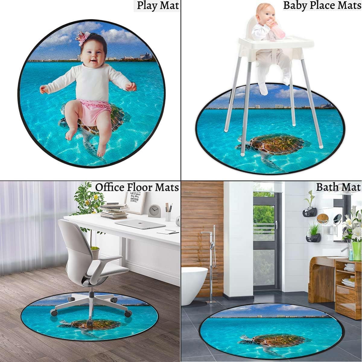 Violet Blue Brown Floor Protector Office Chair Mat Gaming Chair Mat Protects Hardwood Floors Chairs Move Smoothly Sea Turtle on Water Beach Tropics Diameter 35.4 in