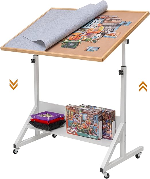 Floordirekt Puzzletisch Aus Bambus - Mit 4 Schubladen Für Puzzle Bis 1000 Teile