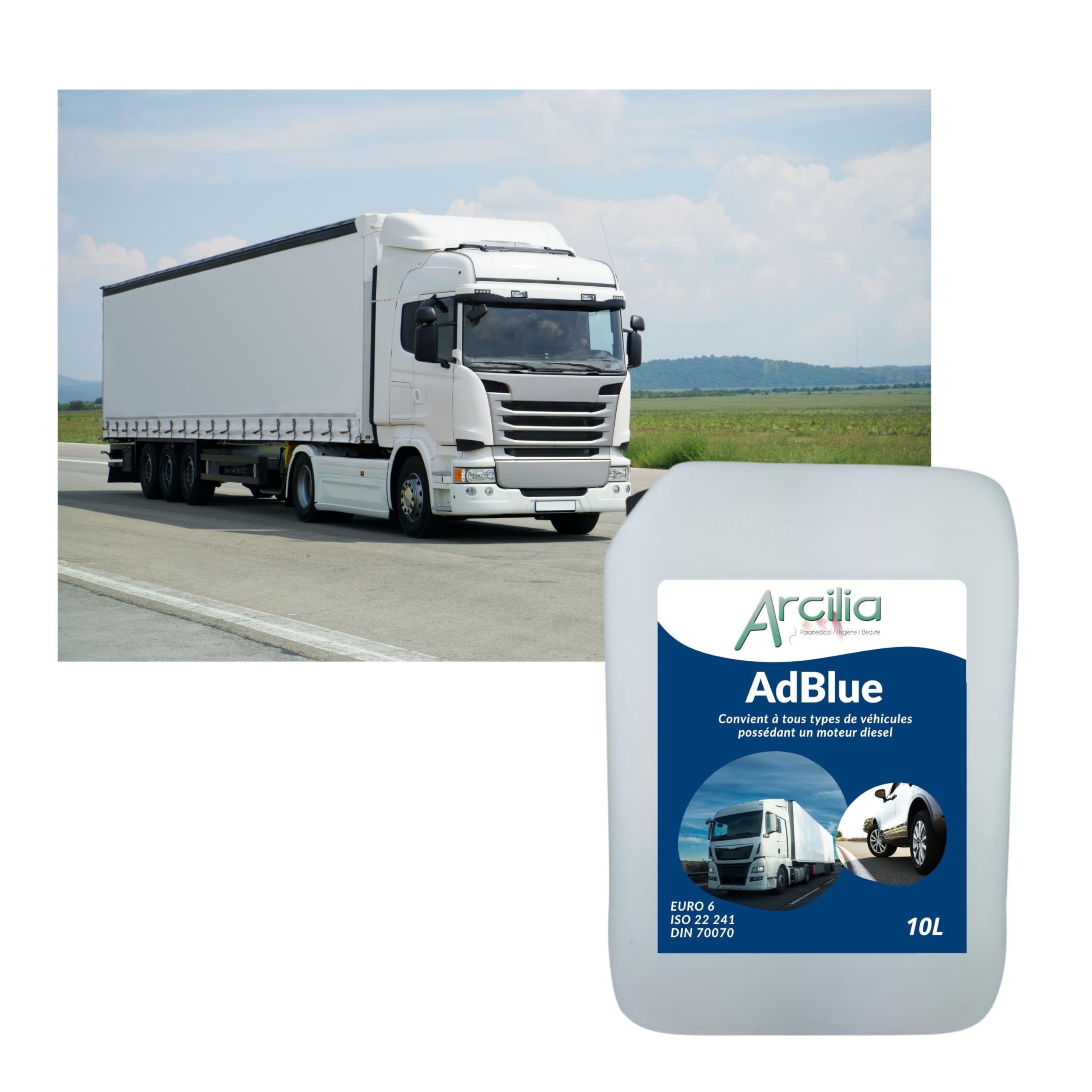 ARCILIA - AdBlue 10L avec bec verseur - additif moteur diesel ad blue - biodégradable et non polluant - 3 bidons
