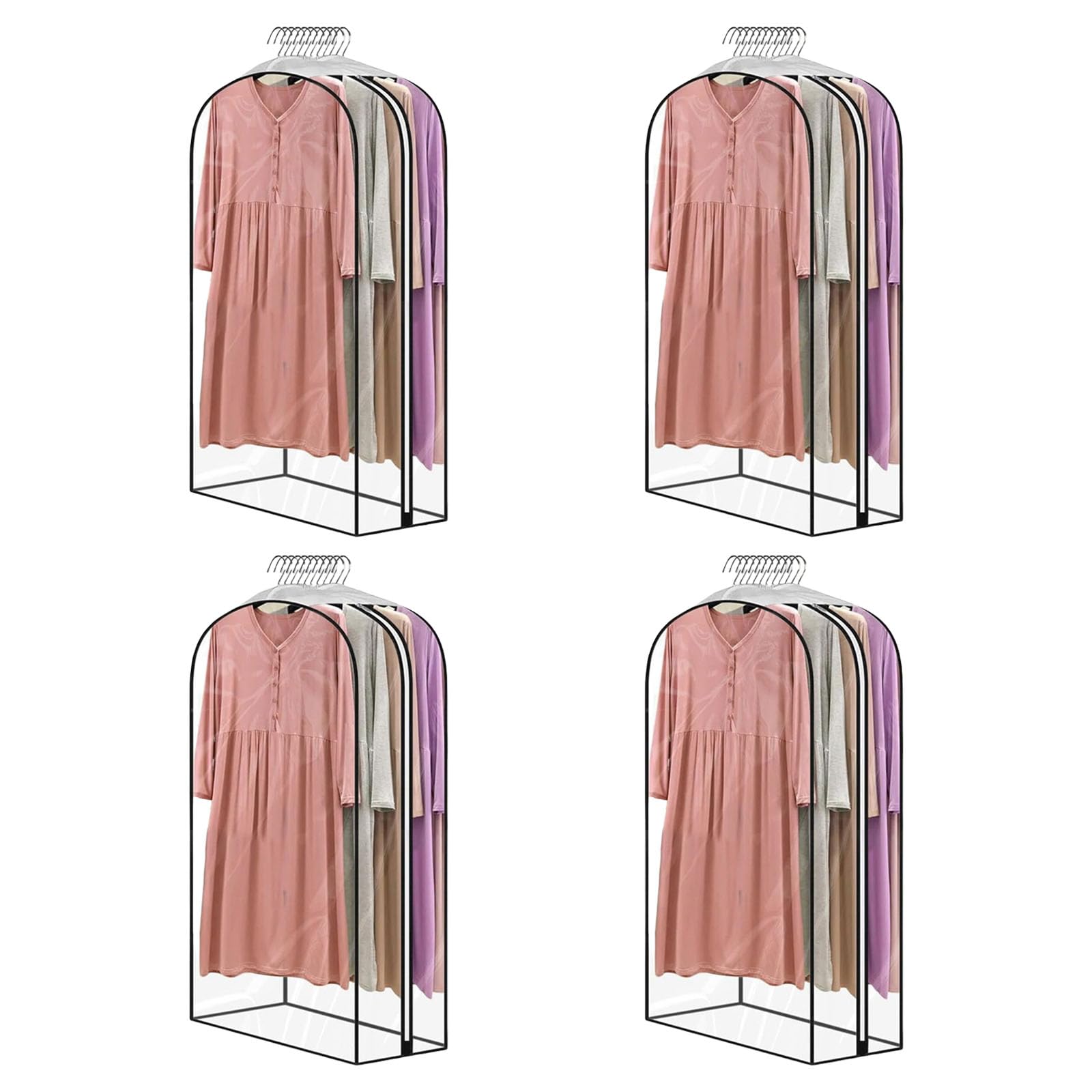Sisyeuo Hanging Dustproof Clothes Protector Transparency PEVA Garment Storage Bag for Jackets Dresses Wardrobe Organiser Suit Coat Hanging Bag